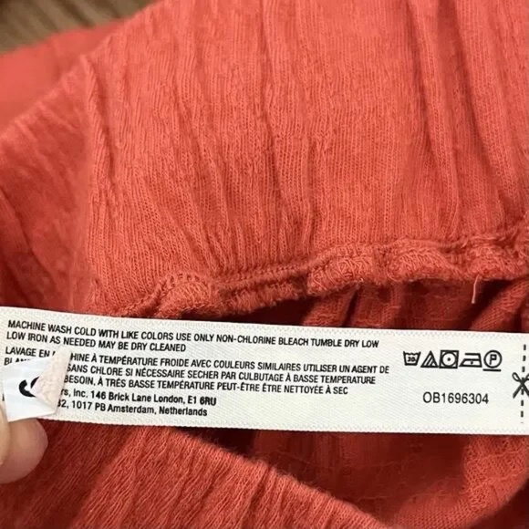 FP Free People Beach High Waist Wide Leg Long Pants Size S Orange Boho Hippie - Picture 6 of 8